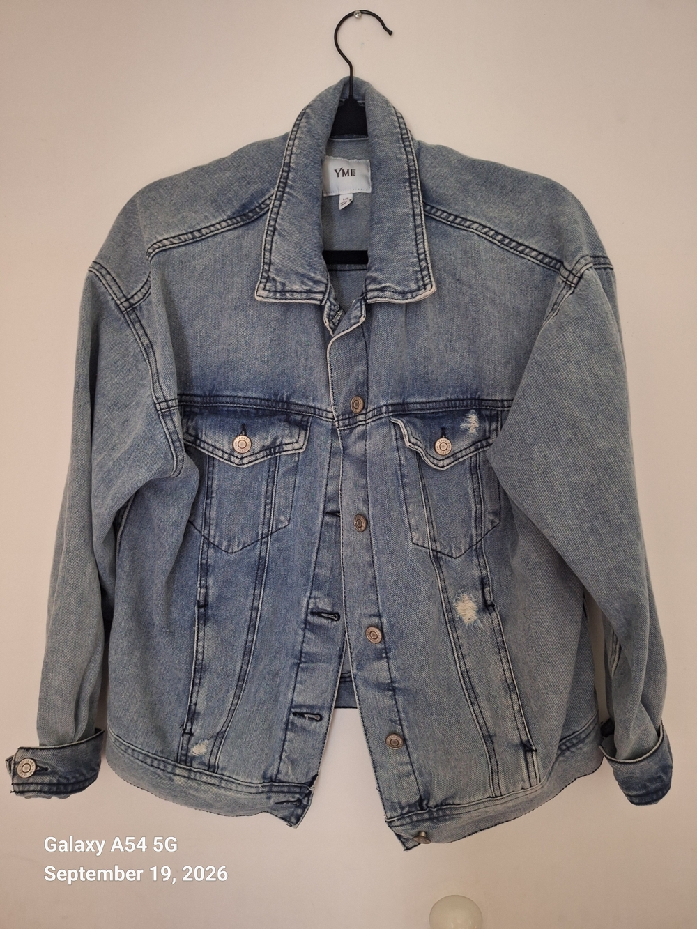 YMI Light Wash Blue Distressed Denim Jacket